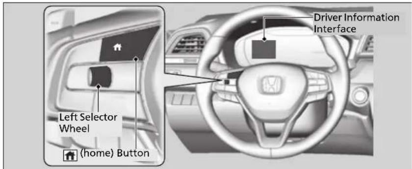 Driver Information Interface Left Selector Wheel (home) Button