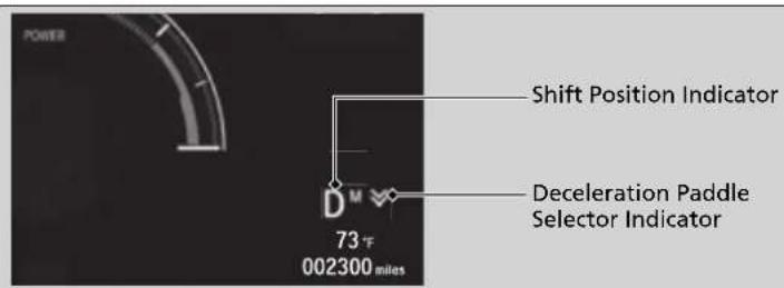 Power Shift Position Indicator Deceleration Paddle Selector Indicator 73 °F 002300 miles