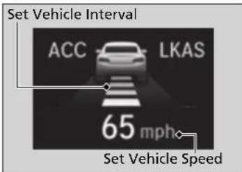 Set Vehicle Interval ACC LKAS 65 mph Set Vehicle Speed
