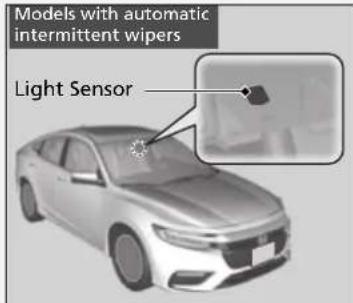 Models with automatic intermittent wipers Light Sensor