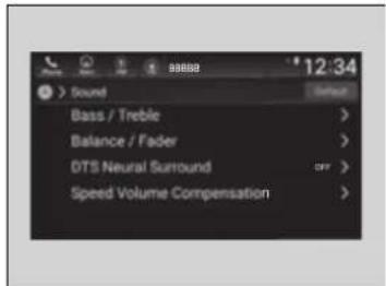 Sound Bass / Treble > Balance / Feder > DTS Neural Surround Speed Volume Compensation 12:34
