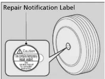 Repair Notification Label Caution The contains temporary repair solution the necessary repair solution