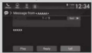 Message from 1 - 0 Next > XXXX Play Reply Left