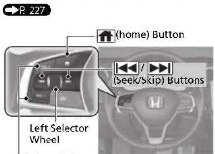 P. 227 (home) Button (Seek/Skip) Buttons Left Selector Wheel