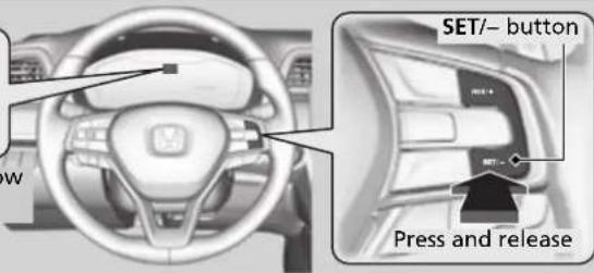SET/– button Press and release