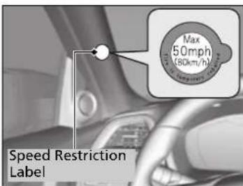Max 50mph (80km/h) Speed Restriction Label