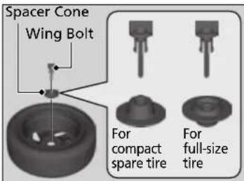 Spacer Cone Wing Bolt For compact spare tire For full-size tire