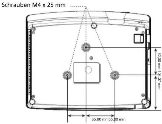 Schrauben M4 x 25 mm 82,30 mm 10M,07 mm 85,00 mm55,00 mm