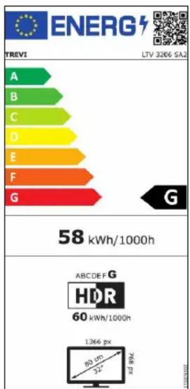 TREV1 A B C D E F G LTV 3206 SA2 58 kWh/1000h HDR 60 kWh/1000h 1366 px 80 cm 32° 48.9%