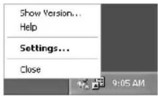 Show Version... Help Settings... Close 9:05 AM