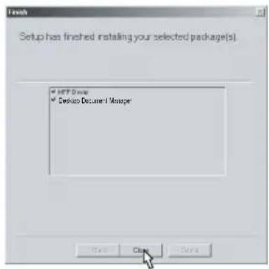 Setup has finished installing your selected package(s). MFTP Drive Device Document Manager
