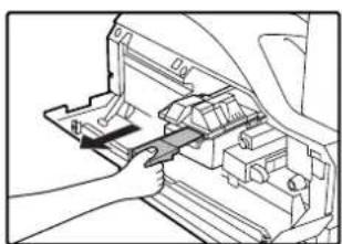 OLIVETTI d-Copia 2301 - Remove the tape from the shutter. Pull the shutter out of the toner cartridge as shown in the illustration. - 1
