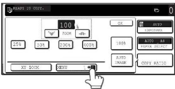 READY TO COPY. 100% 700% 25% 50% 200% 600% CX AUTO EXPOSURE AUTO A4 PAPER SWITCH AUTO IMAGE COPY RATIO XY BOOK MENU