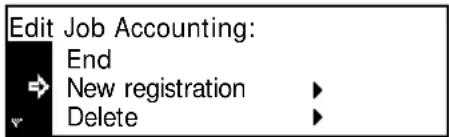 Edit Job Accounting: End New registration ▶ Delete ▶