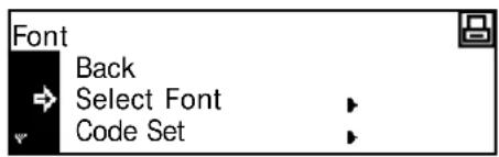 Font Back Select Font Code Set