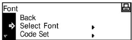 Font Back Select Font Code Set