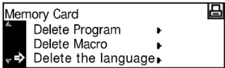 Memory Card Delete Program ▶ Delete Macro ▶ Delete the language ▶