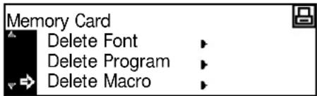 Memory Card Delete Font Delete Program Delete Macro