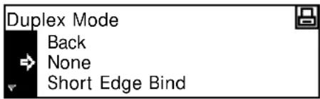 Duplex Mode Back None Short Edge Bind