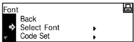 Font Back Select Font Code Set