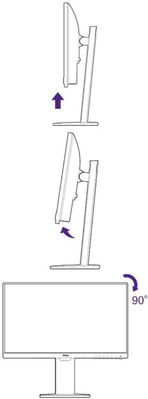 BENQ BL2485TC - Drehen Sie den Monitor um 90 Grad im Uhrzeigersinn, wie in der Abbildung gezeigt wird. - 2