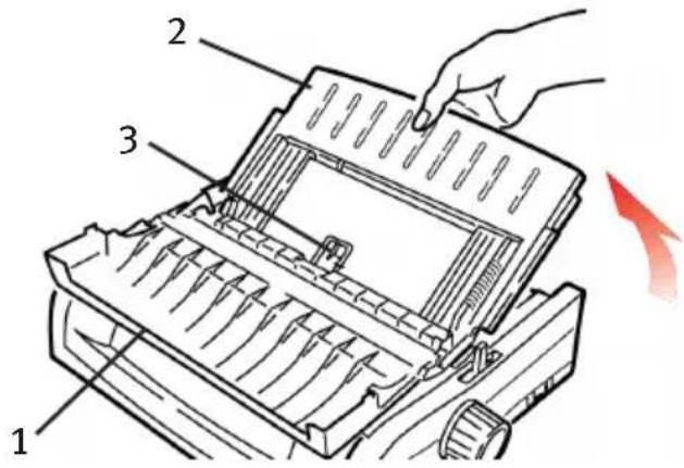 OKI ML5591eco - Einlegen von Papier in die rückwärtige Zufuhr von der Rückseite des Druckers aus - 3