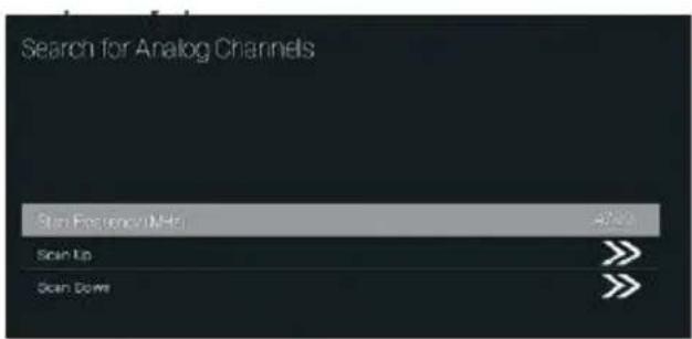 Search for Analog Channels Start Frequency(MHz) 4200 Scan Up Scan Down