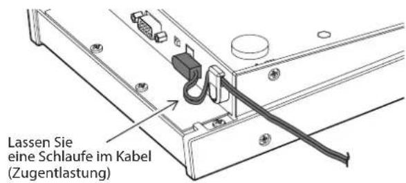 Lassen Sie eine Schlaufe im Kabel (Zugentlastung)