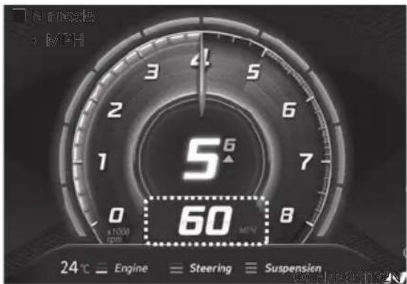 Tn mode + MPH 56° 60° 24°C Engine Steering Suspension