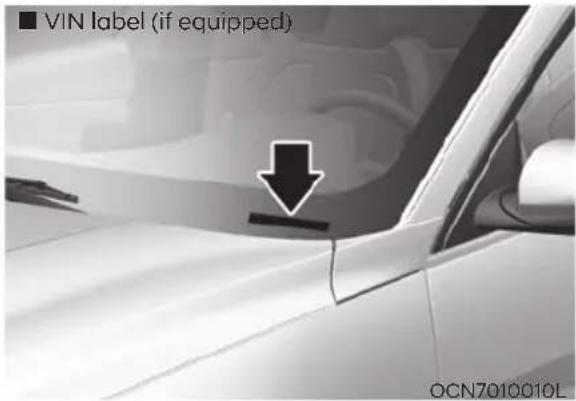 ■ VIN label (if equipped) OCN7010010L