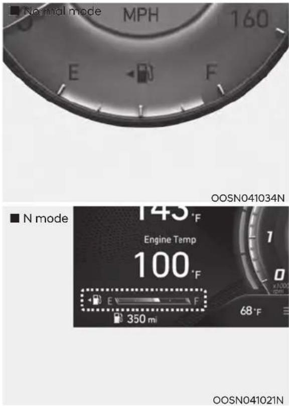 Normal mode MPH 160 E R F N mode 143°F Engine Temp 100°F E F 350 mi 68°F OOSN041034N OOSN041021N