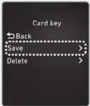 Card key Back Save > Delete >