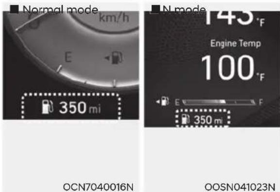 Normal mode km/h E 350 mi N mode 145 °F Engine Temp 100 °F E 350 mi OCN7040016N OOSN041023N