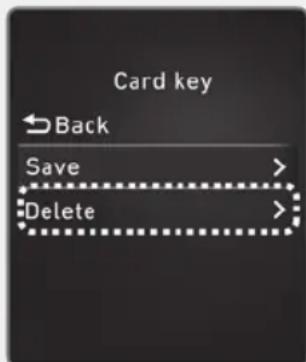Card key Back Save > Delete >