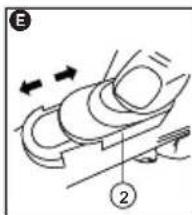 Technical diagram showing a mechanical component with labeled parts and directional arrows indicating motion or movement.