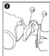 Diagram showing a mechanical or electrical component with numbered parts labeled 18 and 19
