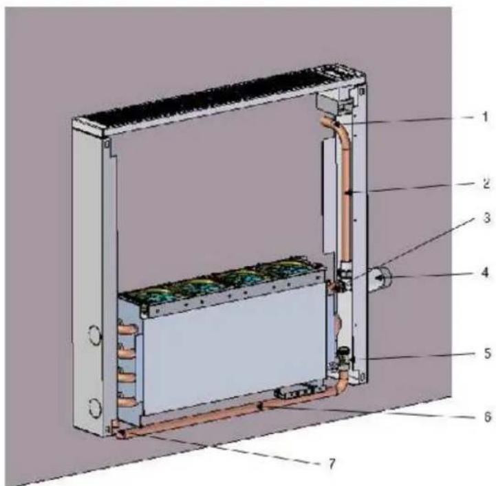 Technical diagram of an electrical enclosure with numbered components and labeled parts