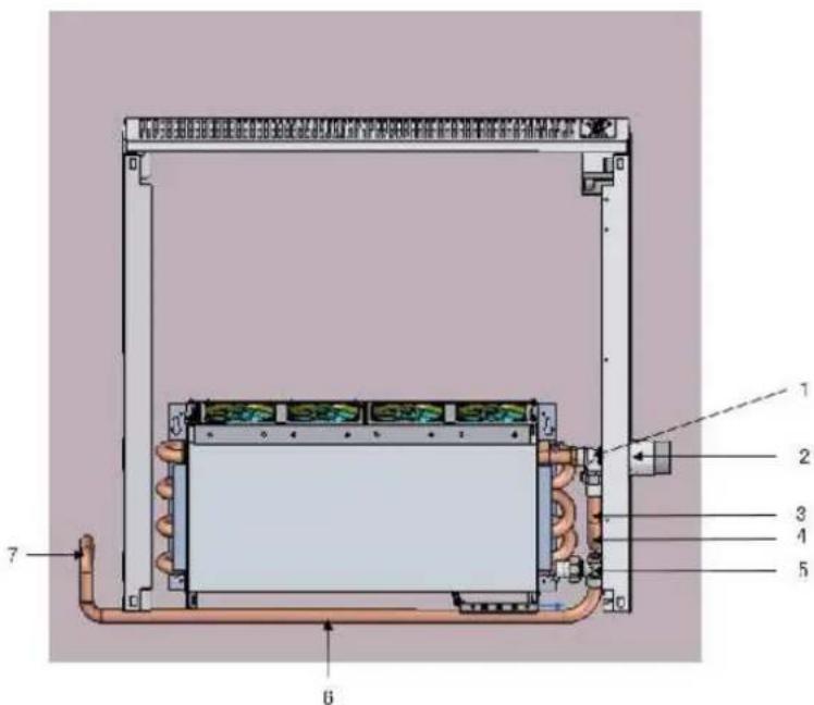 Technical diagram of an electronic device with labeled components and internal structure