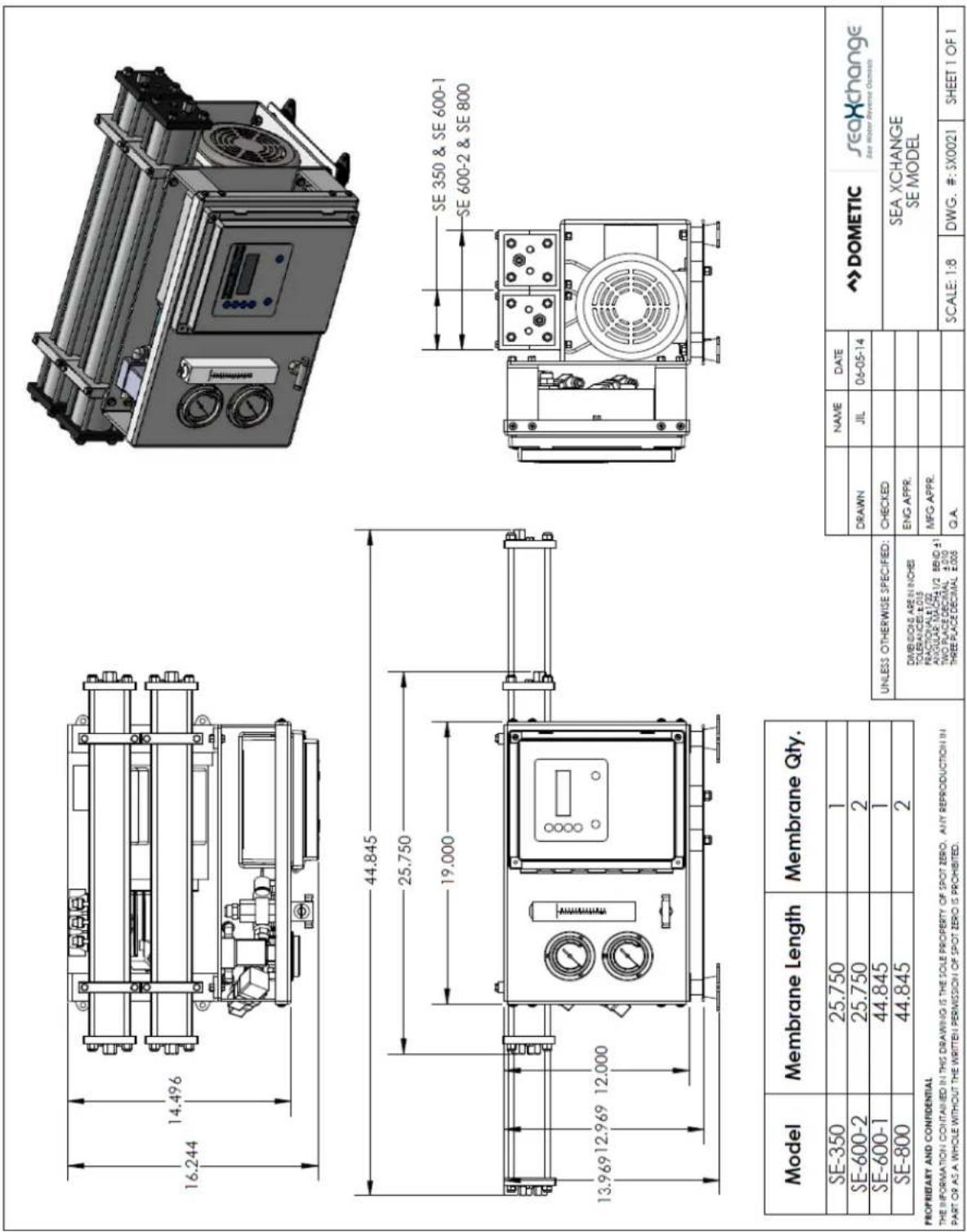 DOMETIC SeaXchange SE 600Z-2 - DIMENSIONS - 1