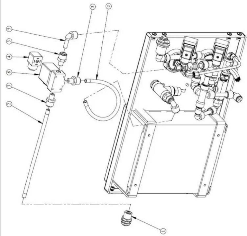 Technical diagram of a mechanical device with numbered components for identification