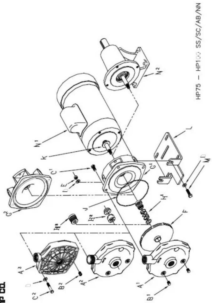 HP 60 A³ C² D B² A² H¹ G² C¹ K N¹ H² J D E G¹ L M¹ B¹ A¹ F N² HP75 - HP100 SS/SC/AB/NN