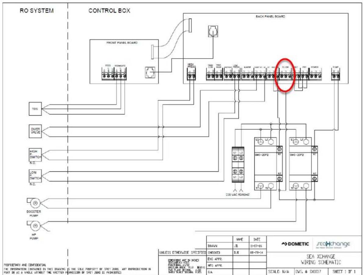 RO SYSTEM CONTROL BOX BACK PANEL BOARD FRONT PANEL BOARD TDS OVER VALVE HIGH SWITCH N.C. LOW SWITCH N.C. BOOSTER PUMP HP PUMP 220 VAC BOSOHZ BRAVN JL 11-07-15 CHECKED JJK 68-29-14 ENG APPR. MFG APPR. SEA UNLESS OTHERWISE SPECIFIED UNLESS OTHERWISE SPECIFIED DRAVN JL 11-07-15 SEA XCHANGE WIRING SCHEMAIC SEMICON AC IN MCHS FIXED TO FLS FIXED TO FLS FLOWS TO TLP NO.01 FLOWS TO TLP NO.02 FLOWS TO TLP NO.03 SEA SCALE: N/A DVS. # SX0007 SHEET 1 OF 1