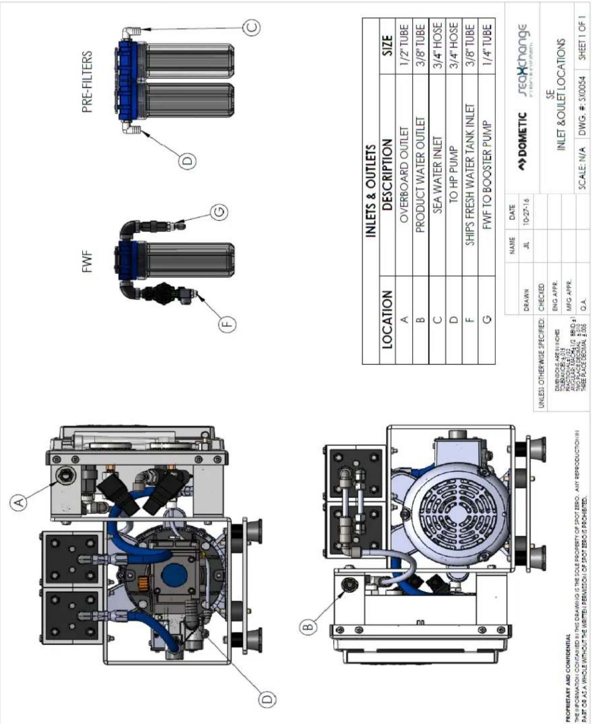 DOMETIC SeaXchange SE 800 - PLUMBING AND PIPING CONNECTIONS - 1