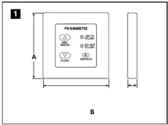 1 A B → DOMETIC ADD WATER DO NOT FLUSH FLUSH SERVICE