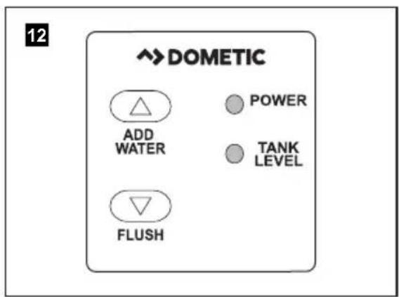 12 ↑→ DOMETIC ADD WATER POWER TANK LEVEL FLUSH