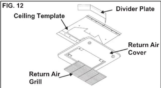 FIG. 12 Ceiling Template Divider Plate Return Air Cover Return Air Grill