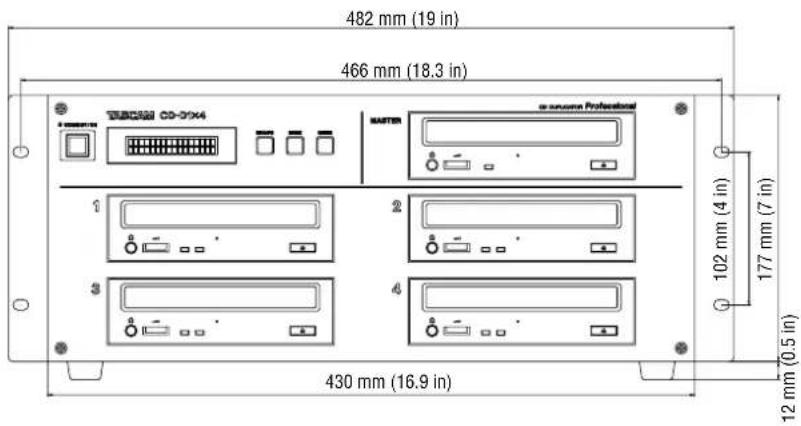 482 mm (19 in) 466 mm (18.3 in) TUBIC55 CD-01X4 MASTER ex micro professional 1 2 3 4 102 mm (4 in) 177 mm (7 in) 430 mm (16.9 in) 12 mm (0.5 in)