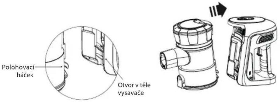 Polohovací háček Otvor v těle vysavače