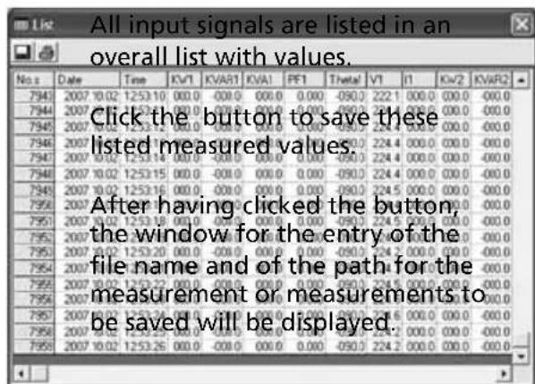All input signals are listed in an overall list with values. No. s Date Time KV1 KVAR1 KVAL PF1 Theta V1 I1 KV2 KVAR2 7943 2007 10:02 1253:10 00.0 -00.0 00.0 0.00 -09.0 222.1 00.0 00.0 -00.0 7944 2007 10:02 1253:10 00.0 -00.0 00.0 0.00 -09.0 222.4 00.0 00.0 -00.0 7945 2007 10:02 1253:16 00.0 -00.0 0…