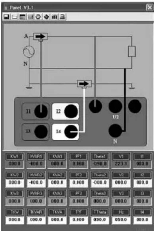 Panel V3.1 A N I1 I2 I3 I4 N KW1 KWAR1 KVA1 PF1 Theta1 V1 I1 000.0 -400.0 000.0 0.000 -050.0 223.3 000.0 KW2 KWAR2 KVA2 PF2 Theta2 V2 I2 000.0 -400.0 000.0 0.000 -000.0 000.0 000.0 KW3 KWAR3 KVA3 PF3 Theta3 V3 I3 000.0 000.0 000.0 0.000 000.0 000.0 000.0 TKV TKVAR TKVA TIF TTTheta Hz I4 000.0 000.0…